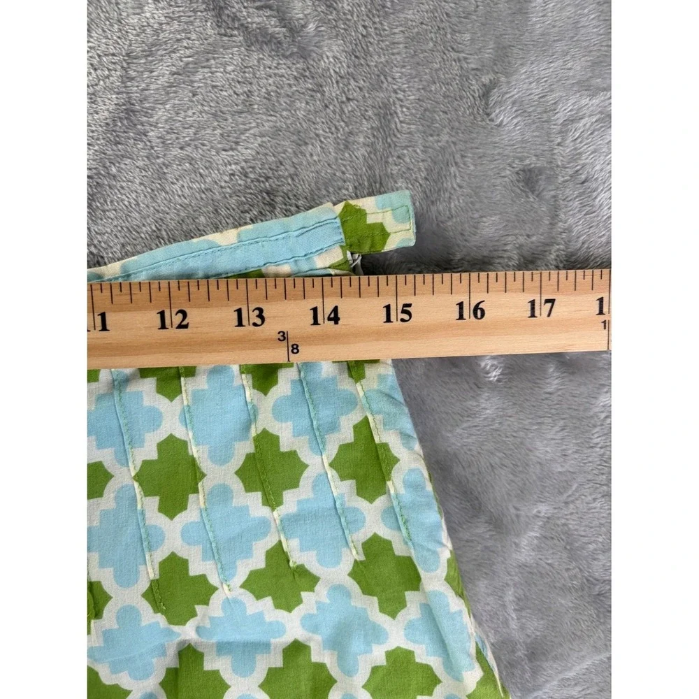 Tory Burch Blue Green Geometric Quatrefoil Cotton A-Line Skirt Womens Size 0